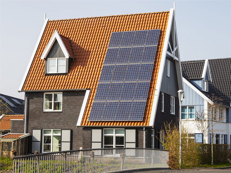 A house equipped with Zeoluff photovoltaic panels