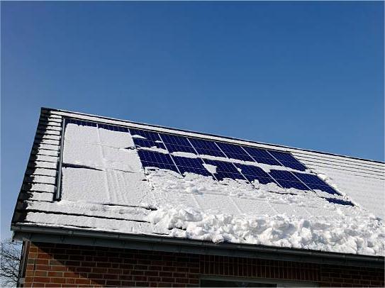 Photovoltaic panels covered in snow